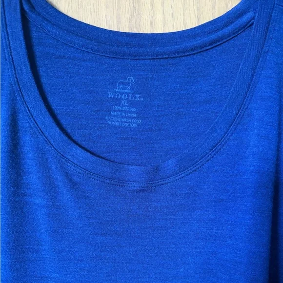 Woolx 100% Merino Wool Medium-weight Scoop Neck Women's Long Sleeve Blue Top - Picture 2 of 3
